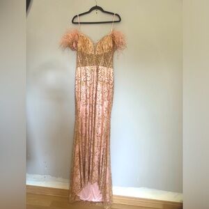Rose Gold Off the Shoulder Evening Gown! New with Tags!